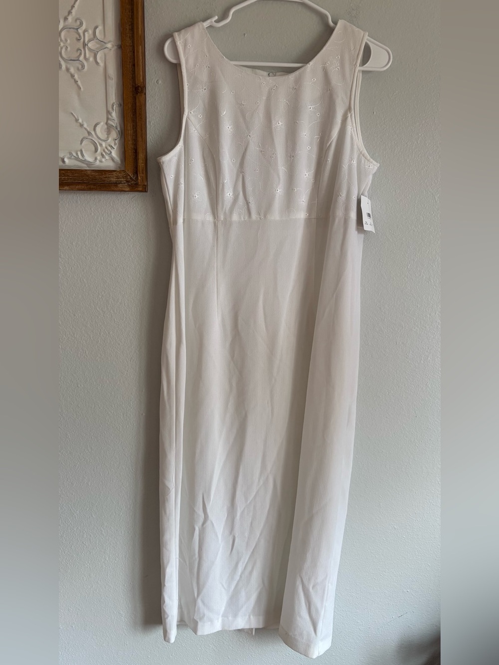 Sag Harbor Women's Sleeveless Dress Sz 14 White Floral NWT bridal Formal Vintage